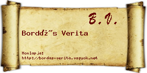 Bordás Verita névjegykártya